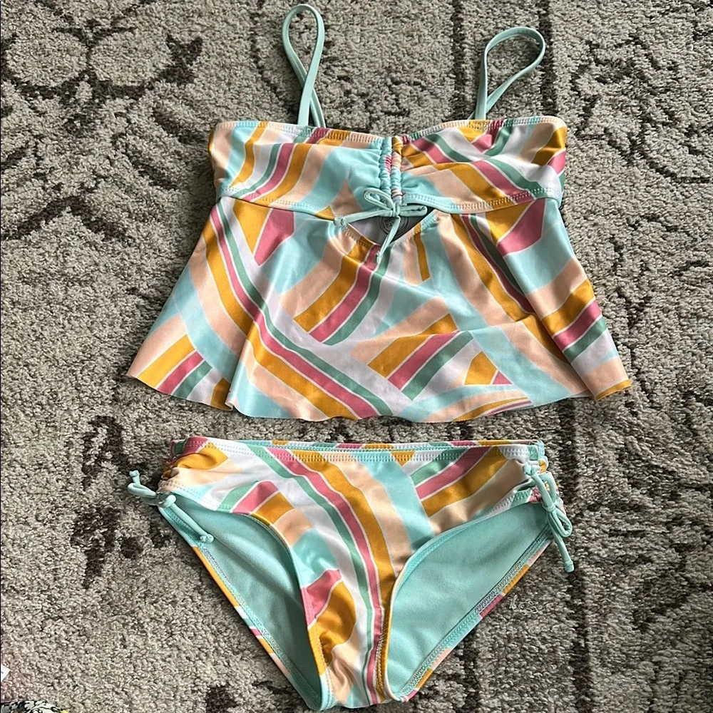 Wonder nation Colorful Striped tankini Bikini Set